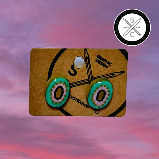 ‘Dots and Green’ Stud Earrings